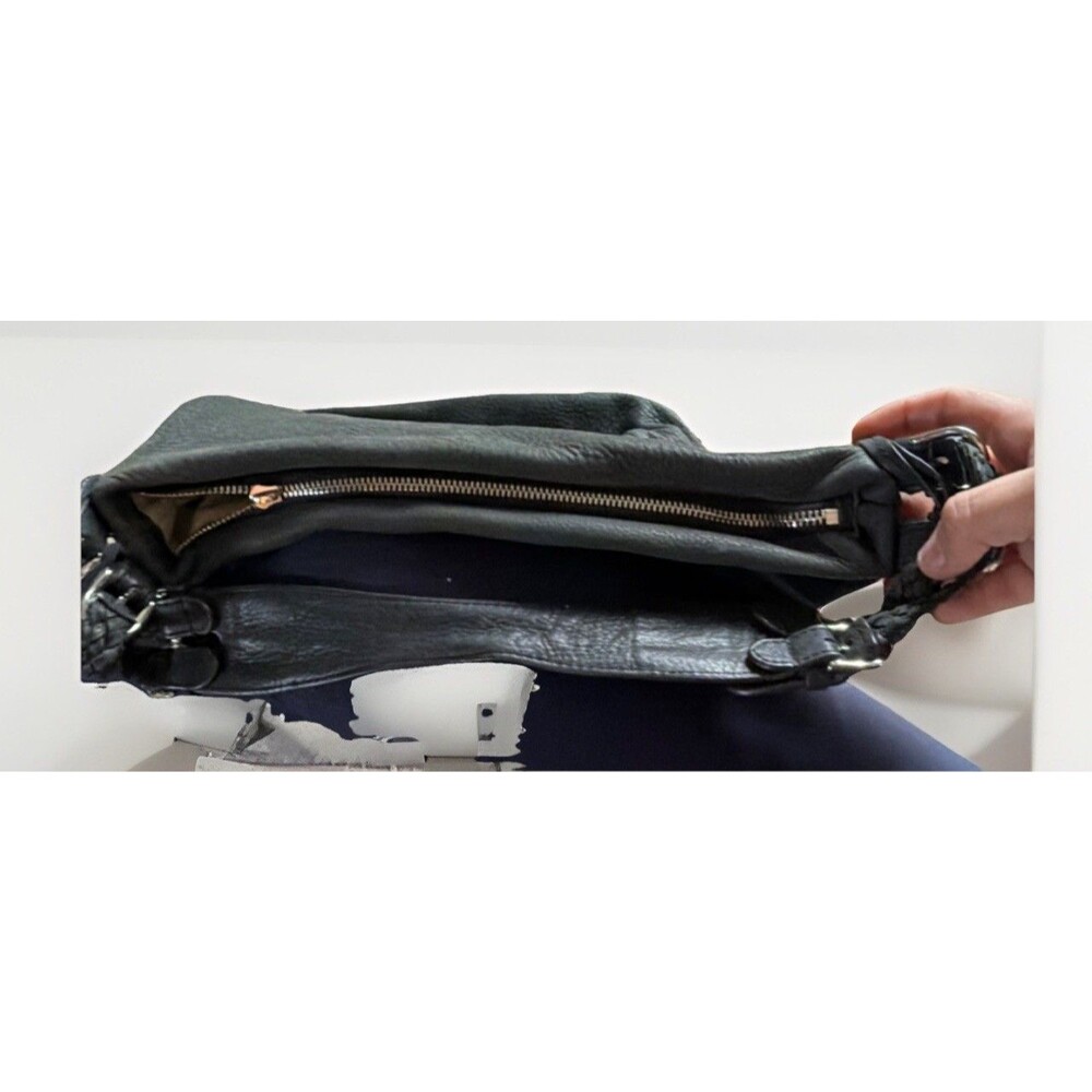 Aimee Kestenberg Black Pebbled Shoulder Bag Zip Closure Adjustable Strap Charm - Picture 8 of 11